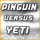 Pinguin versus Yeti. Ein rasantes Snowboard-Rennen!