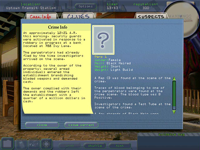 Mahjongg Investigation - Under Suspicion Game