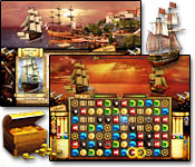 Experience a thrilling battle at sea in this unique Match 3 game. Use your wits to upgrade your ship and launch the attack!