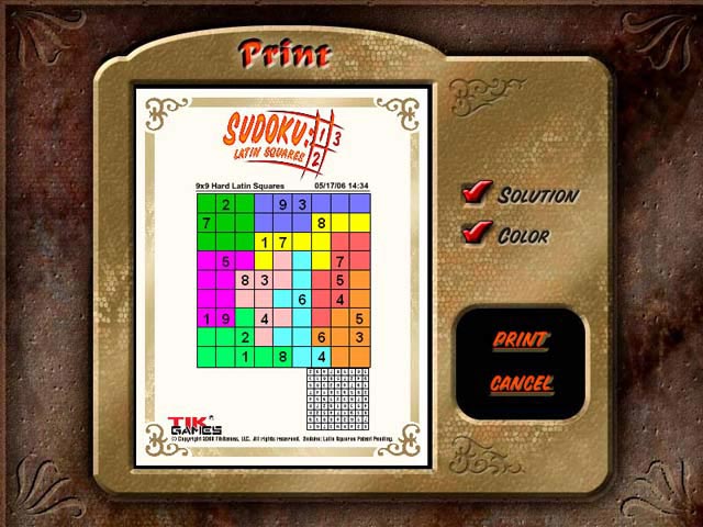 Sudoku Latin Squares Game