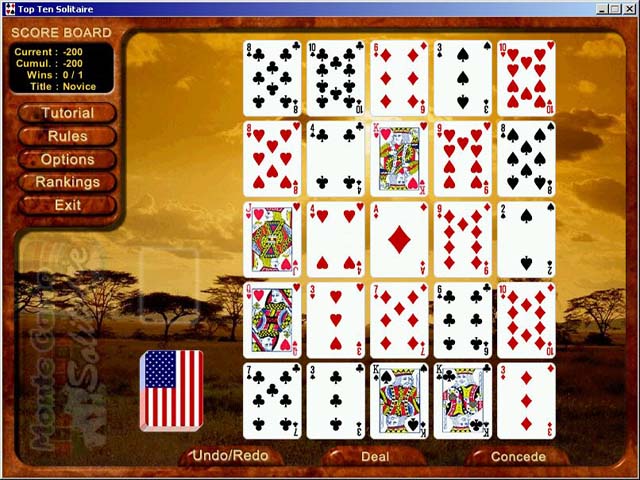 Top Ten Solitaire Game